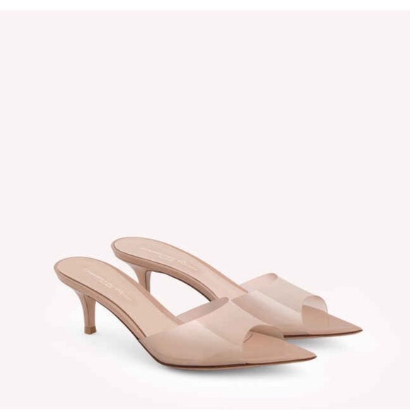 Gianvito Rossi Shoes - Gianvito Rossi Tan ElleMM 55 Plexi Mules - Size 36 Euro